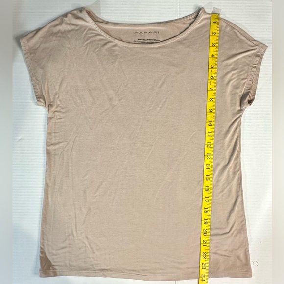 TAHARI Short Sleeve Tan Womens Top Medium Pre- Owned - Picture 3 of 6